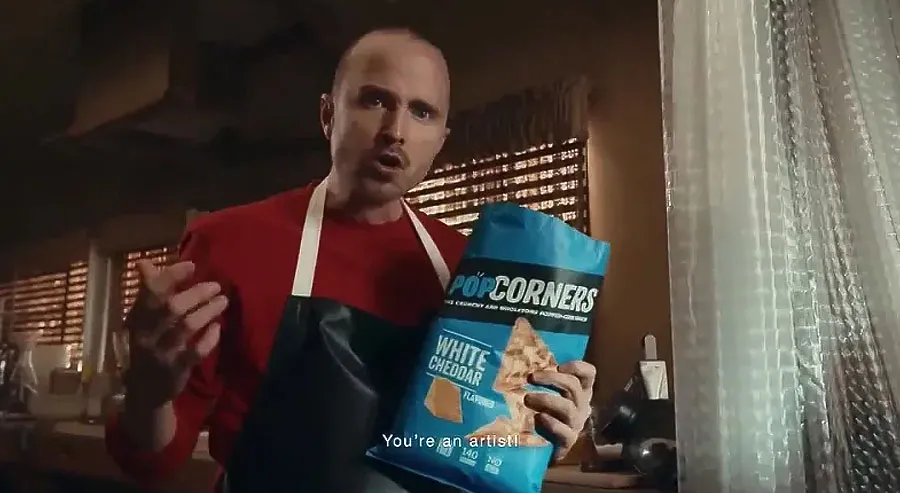 Рекламный ролик PopCorners с Брайаном Крэнстоном из сериала Во все тяжкие